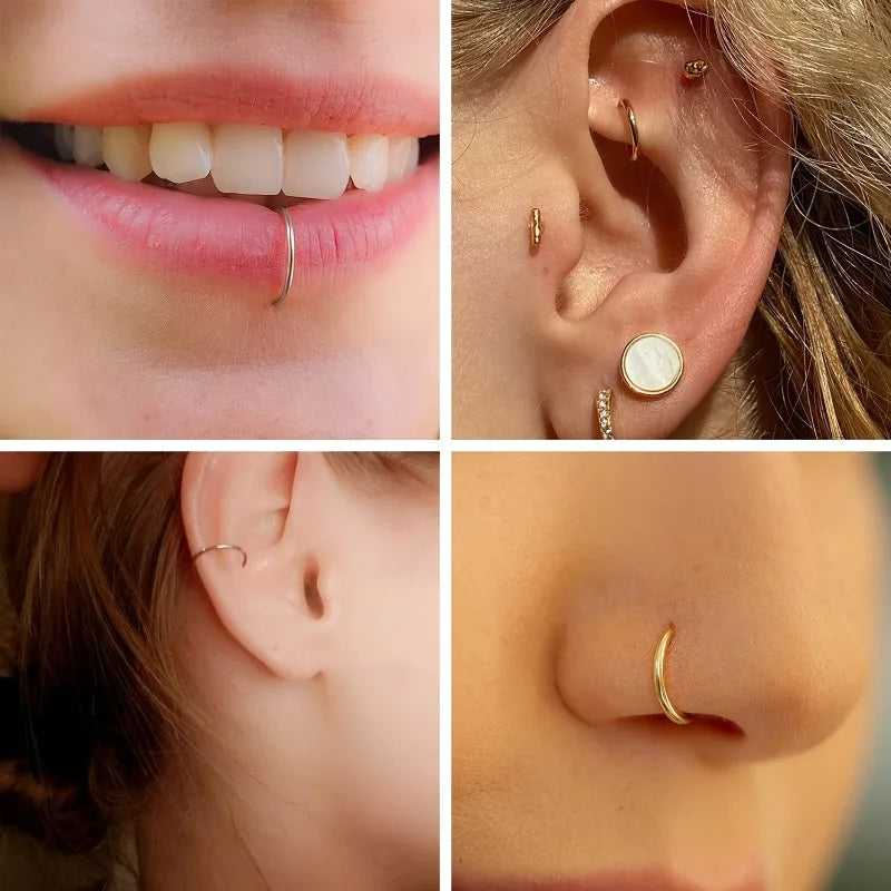 18Pcs 14K Gold Plated Stainless Steel Body Piercing Jewelry