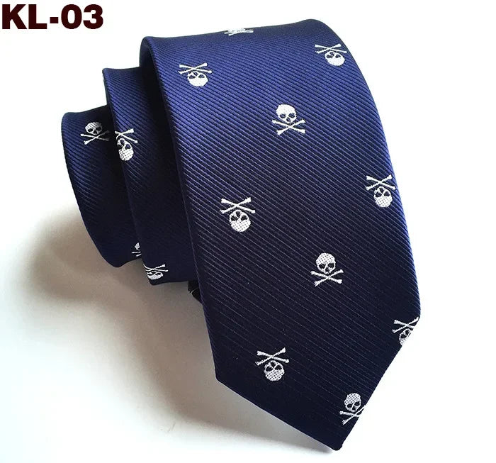 6cm Narrow Skull Head Tie