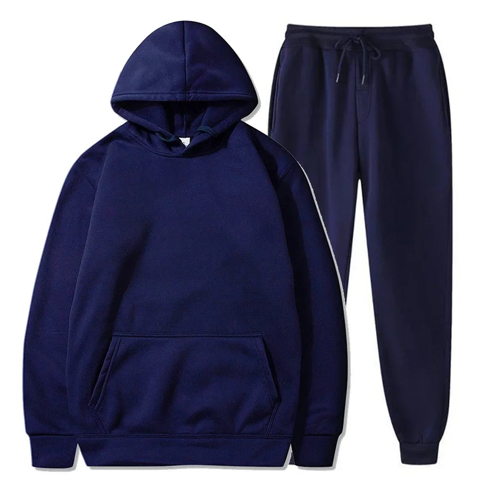 Basic Fleece Hoodies And Sweat Pants Set