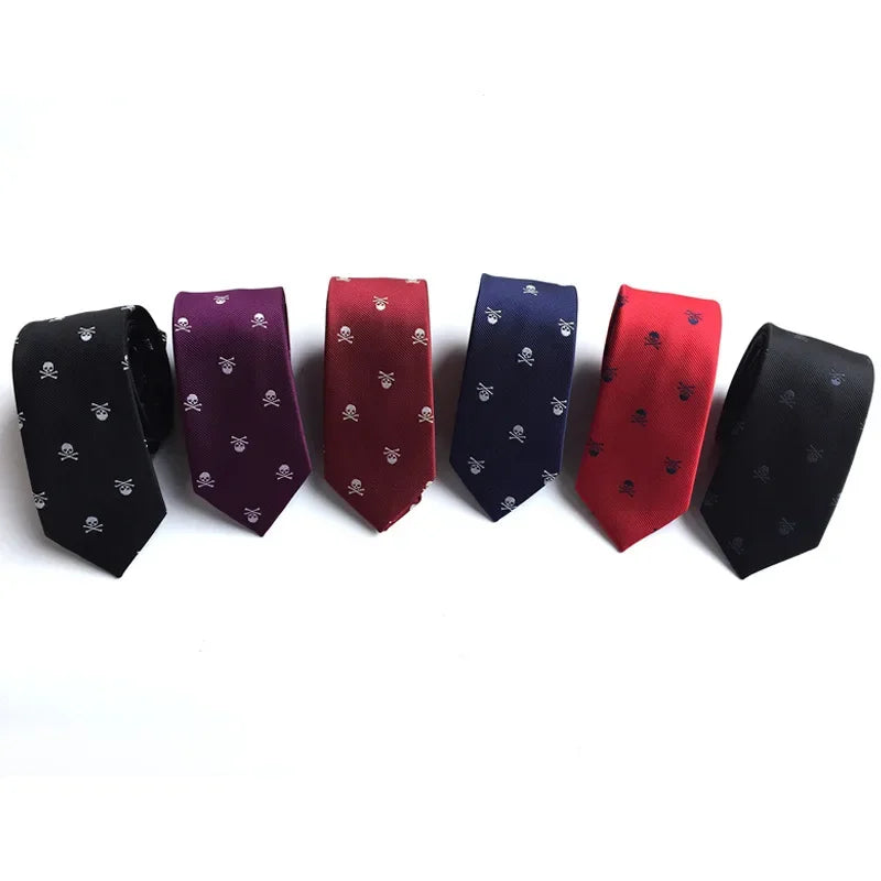 6cm Narrow Skull Head Tie