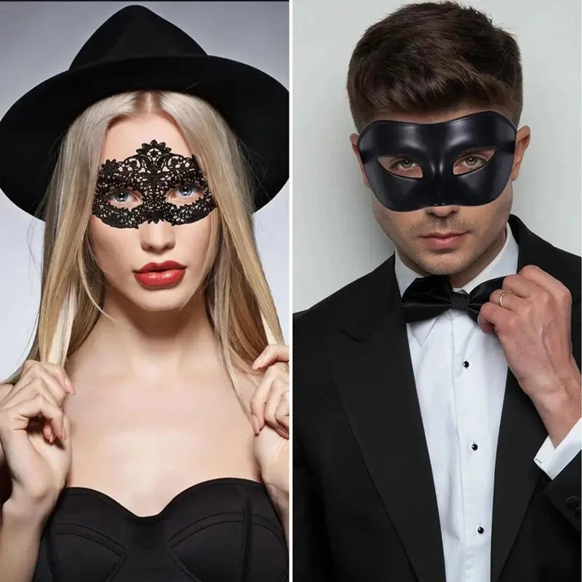 2pcs Elegant Masquerade Mask Set for Couples