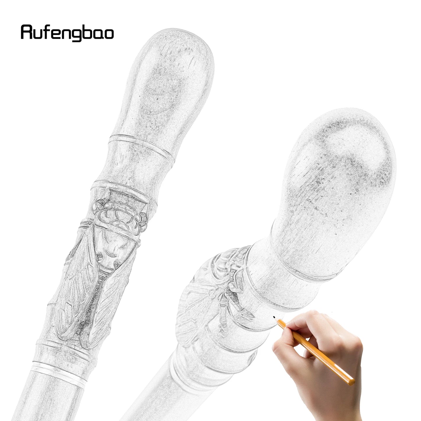 Brown Cicada Bamboo Single Joint Fashion Walking Stick