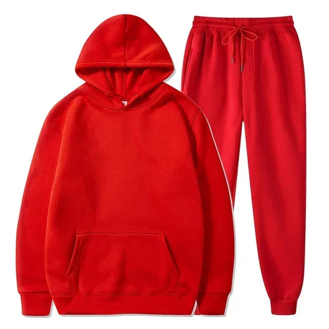 Basic Fleece Hoodies And Sweat Pants Set