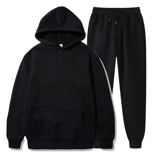 Basic Fleece Hoodies And Sweat Pants Set