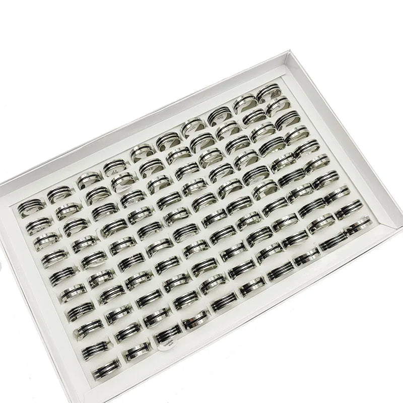 20pcs Mix Style Simple Stainless Steel Rings