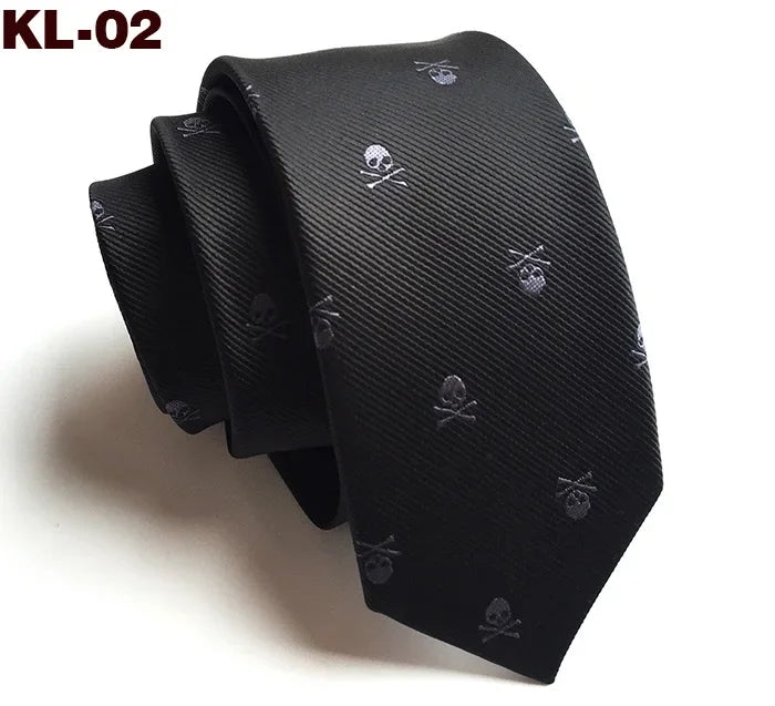 6cm Narrow Skull Head Tie