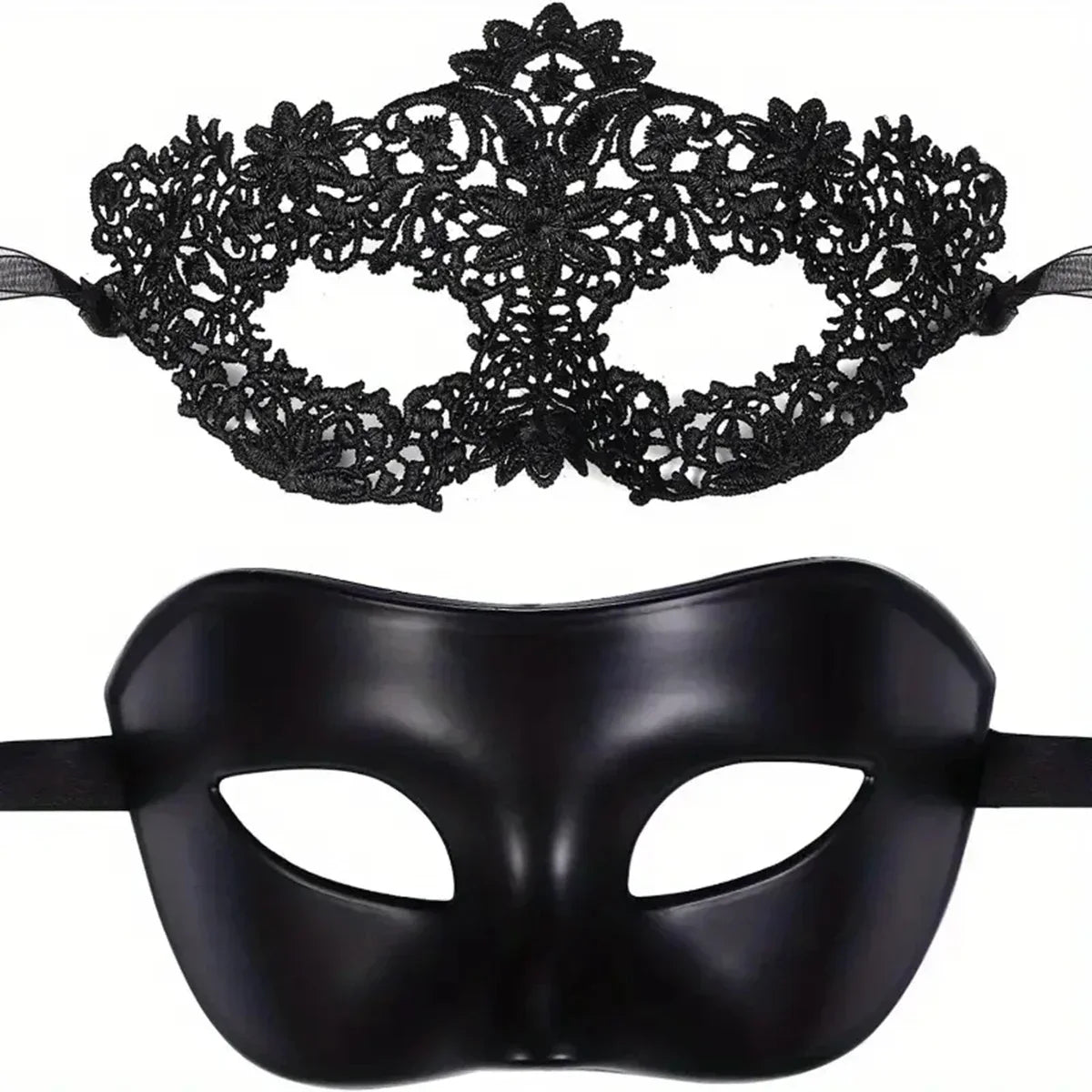 2pcs Elegant Masquerade Mask Set for Couples