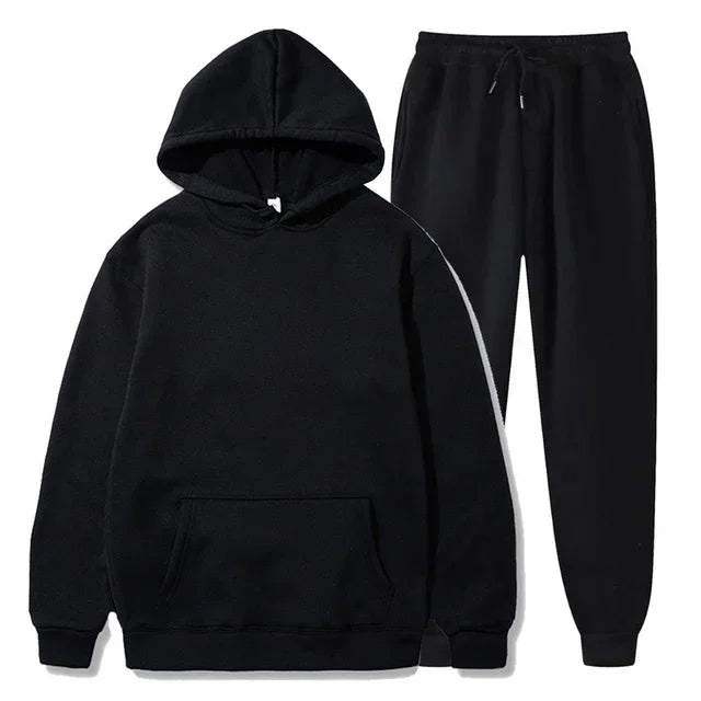 Basic Fleece Hoodies And Sweat Pants Set