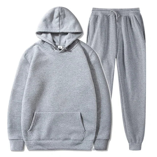 Basic Fleece Hoodies And Sweat Pants Set