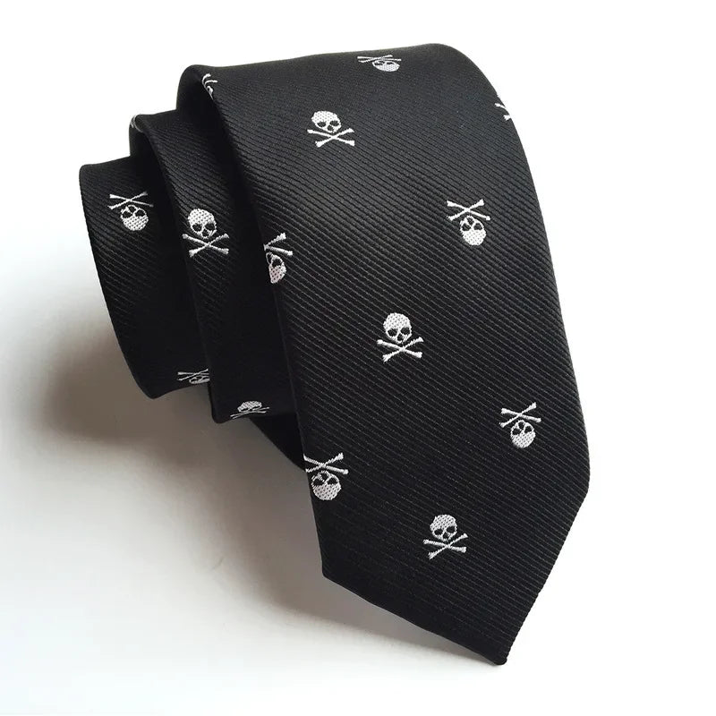 6cm Narrow Skull Head Tie