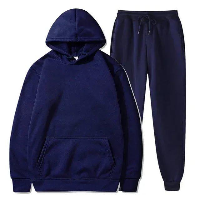 Basic Fleece Hoodies And Sweat Pants Set