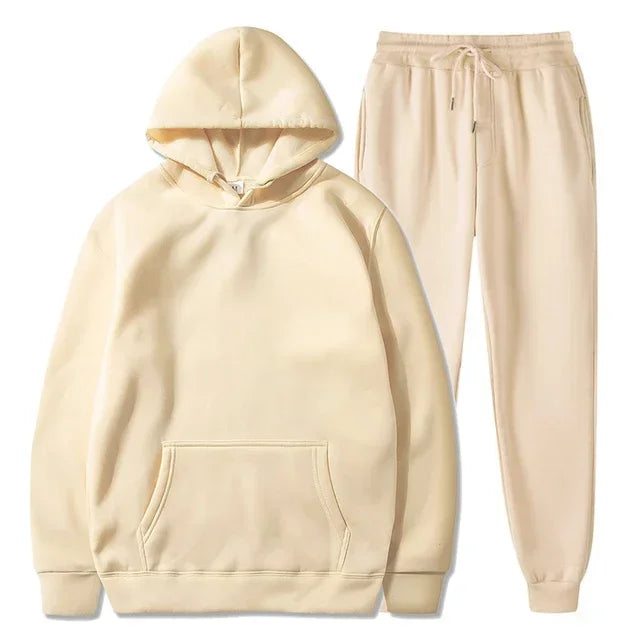 Basic Fleece Hoodies And Sweat Pants Set