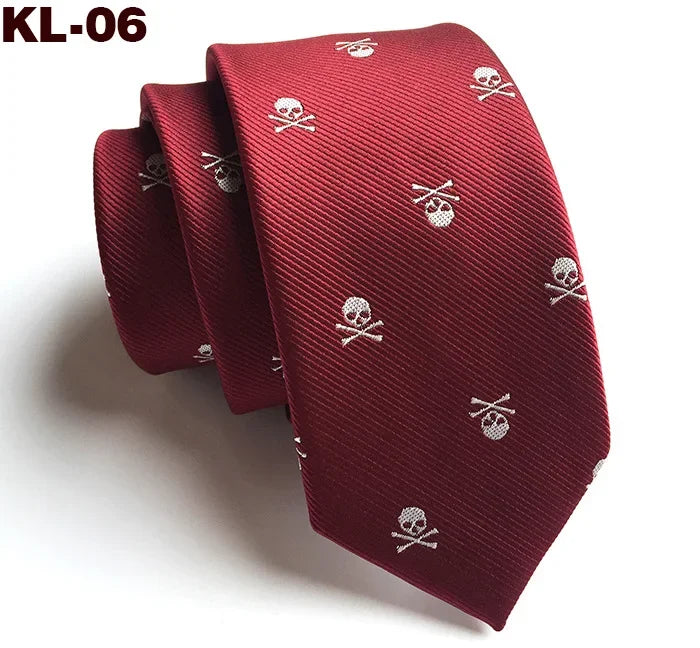 6cm Narrow Skull Head Tie