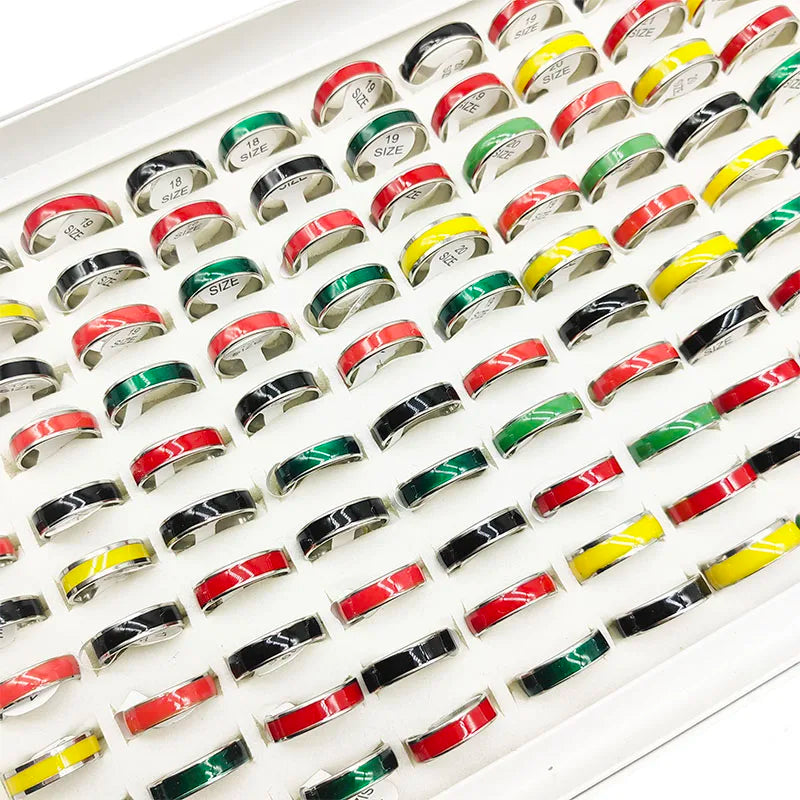 20pcs Mix Style Simple Stainless Steel Rings