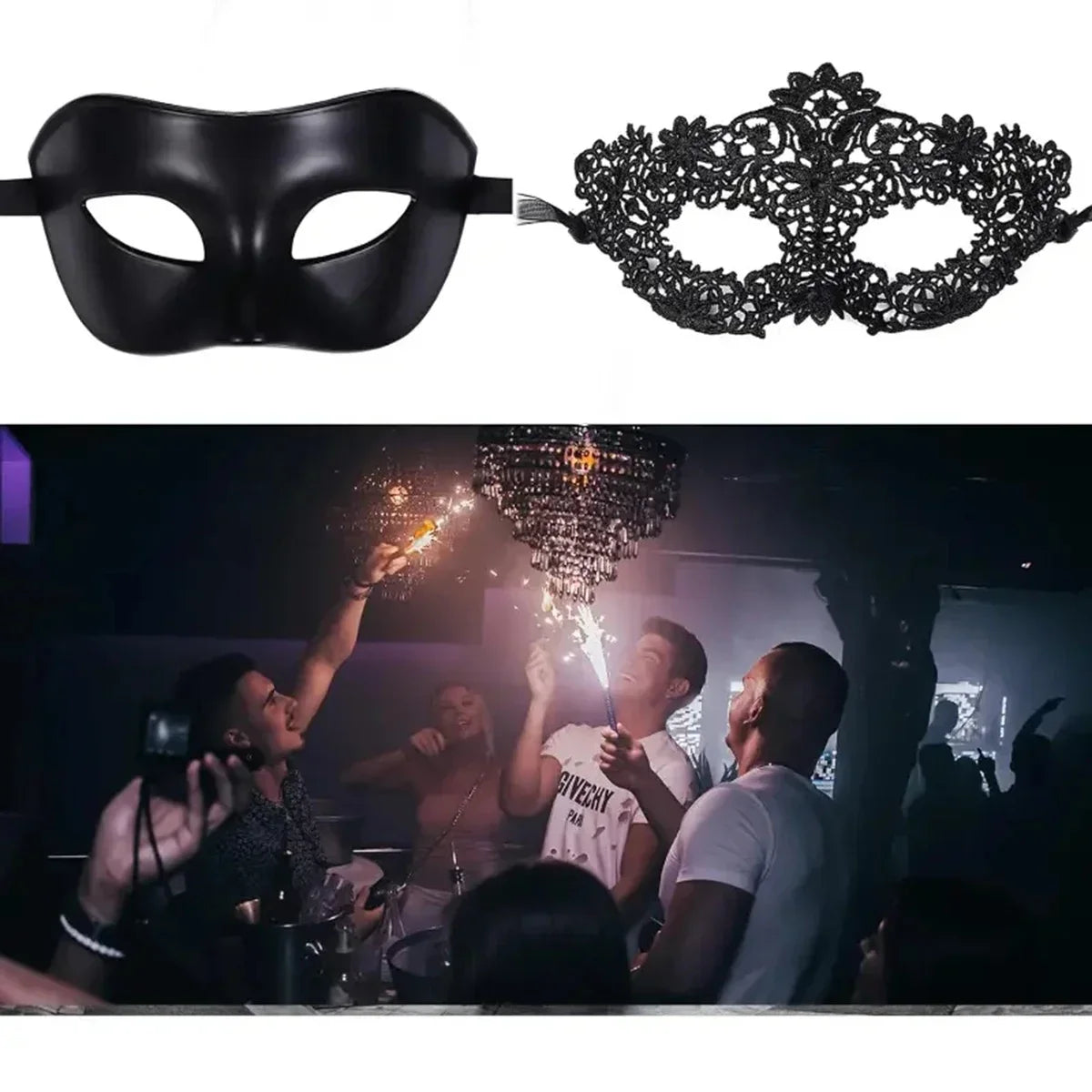 2pcs Elegant Masquerade Mask Set for Couples