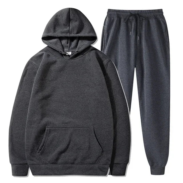 Basic Fleece Hoodies And Sweat Pants Set