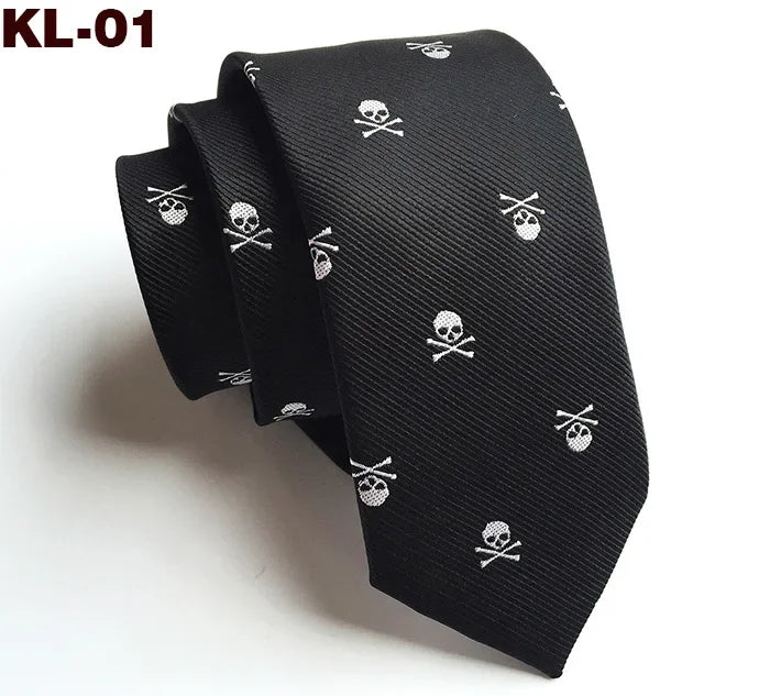 6cm Narrow Skull Head Tie